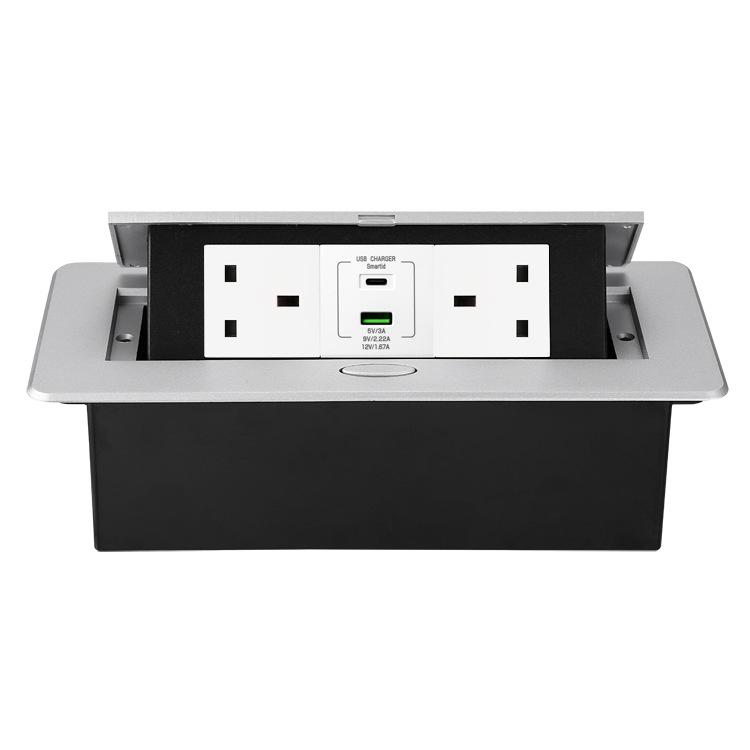 UK Standard 13A/220V Power Socket with Fast Charging USB Type-C for Desktop Counters