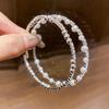Rhinestone Beaded Open Bangle - Minimalist French High-End Women's Bracelet