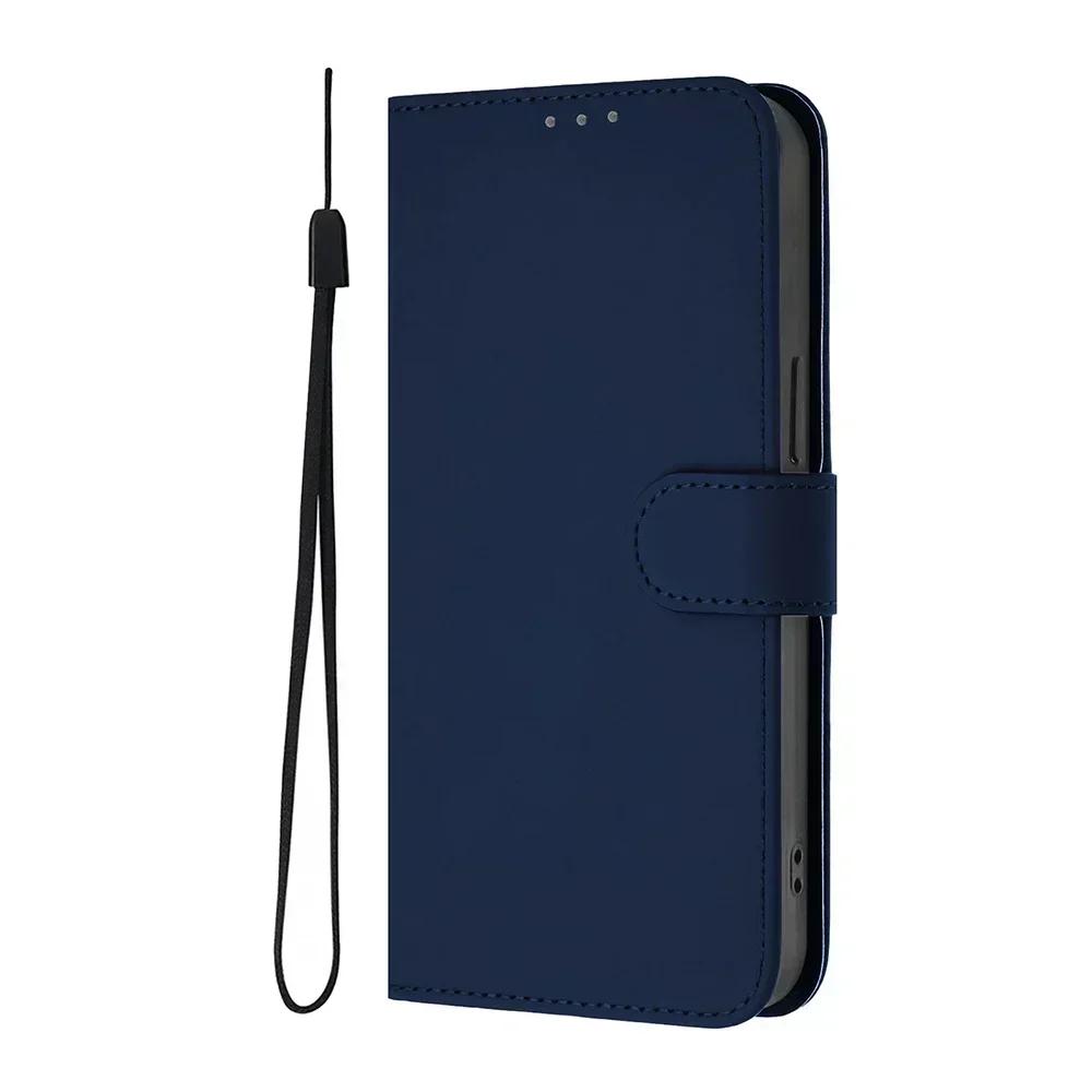 Solid Color Wallet Case for Google Pixel 9 Pro XL 8 8A 7 7A 6 6A 5A 4A Shockproof Kickstand Card Holder Strap Phone Cover Coque