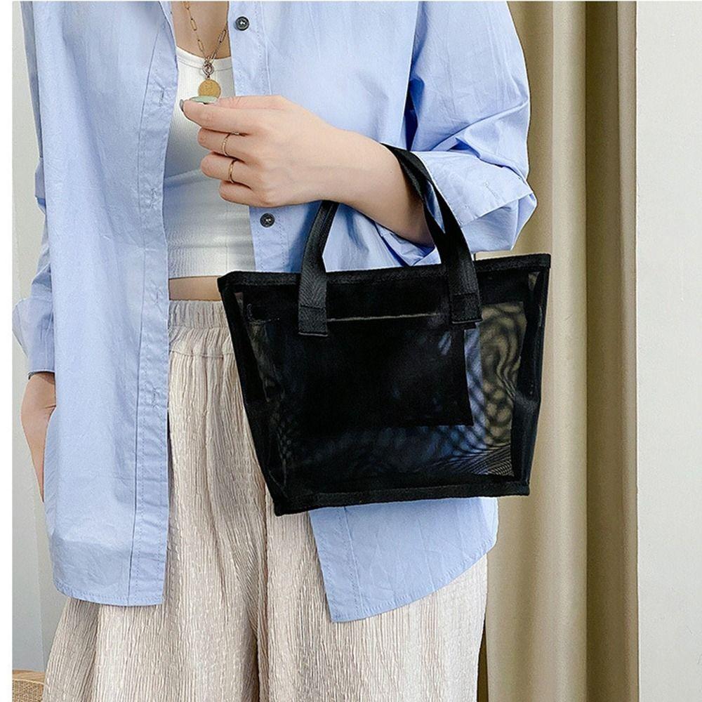 Travel Organizer Zipper Bag Square Bag Large Capacity Black Storage Toiletry Bag Cosmetic Cases Makeup Bags Mesh Cosmetic Bag