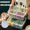 4 Compartments Fresh-keeping Box Storage Refrigerator Freezer Container Microwave Heating Plastic Box Food Grade PP Vegetable Fruit Sealed Box