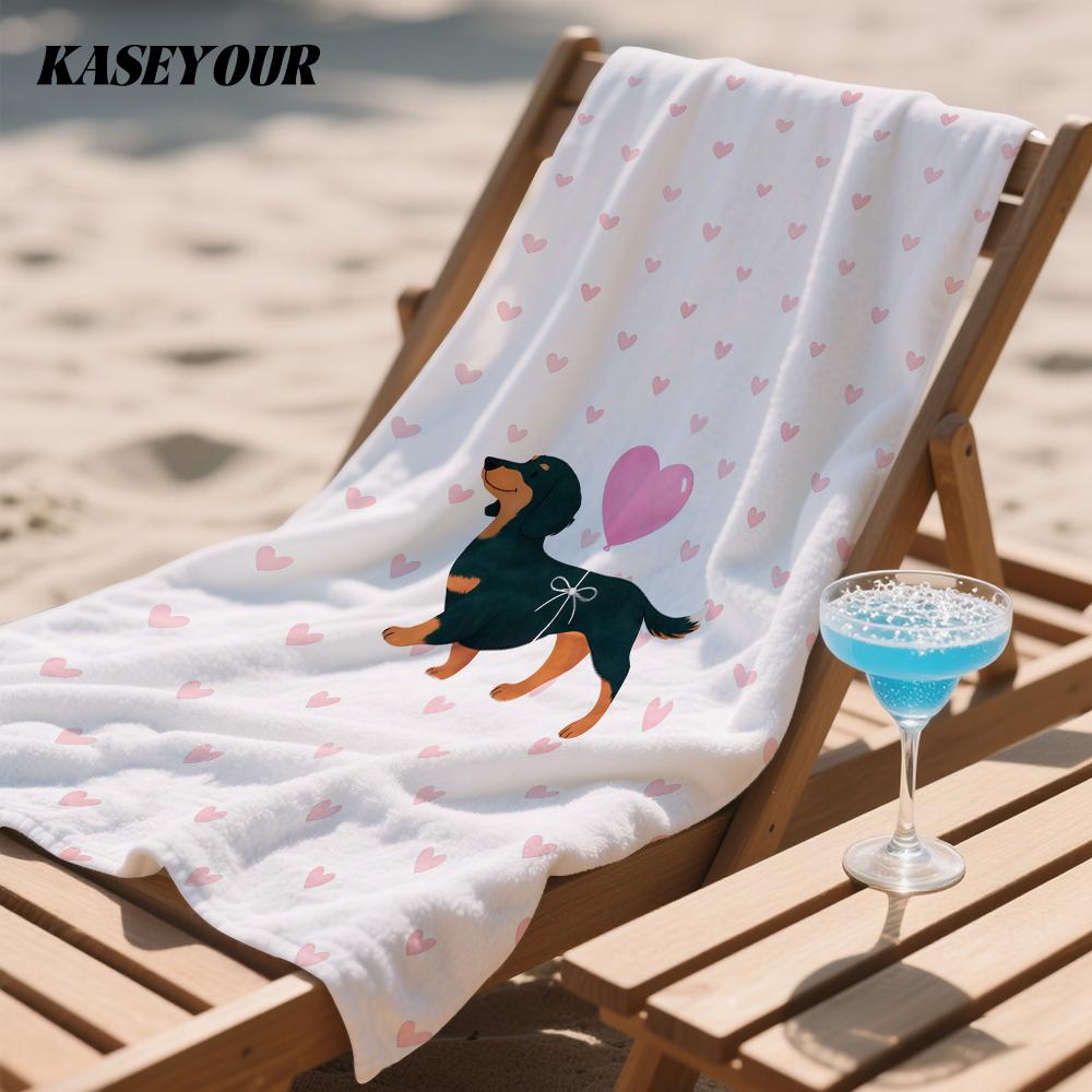Sweetheart Dachshund Compact Travel Beach Towel Super Absorbent Sand Resistant, Microfiber for Swimming Camping Yoga