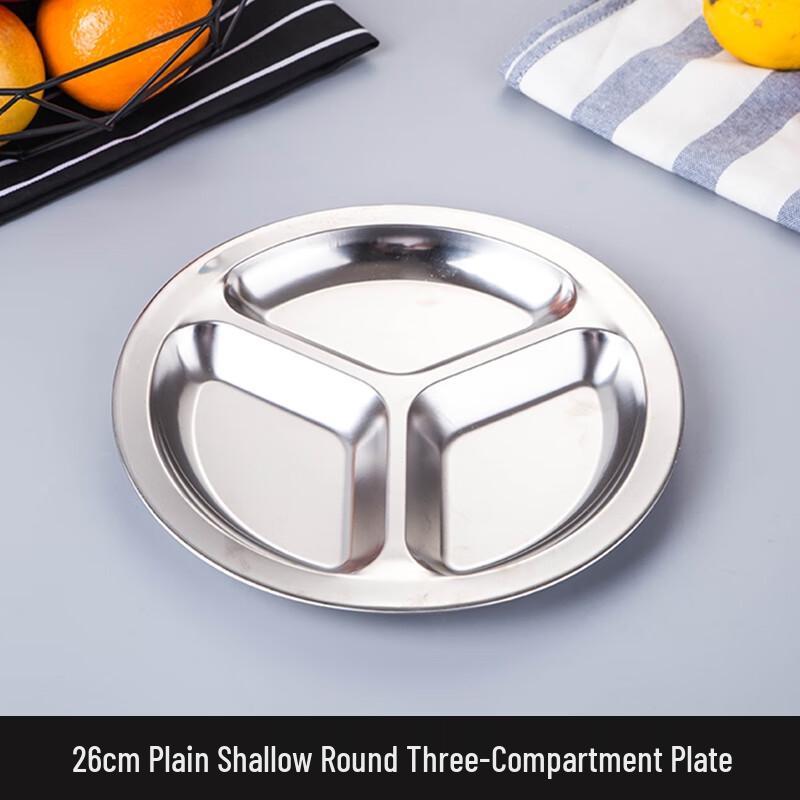 Morona 304 Stainless Steel Round 3-Compartment Lunch Tray