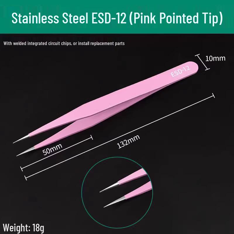 Bao Lian Anti-static Stainless Steel Tweezers - Bent Tip & Fine Pointed Tip for Precision Bird's Nest Hair & Blackhead Removal
