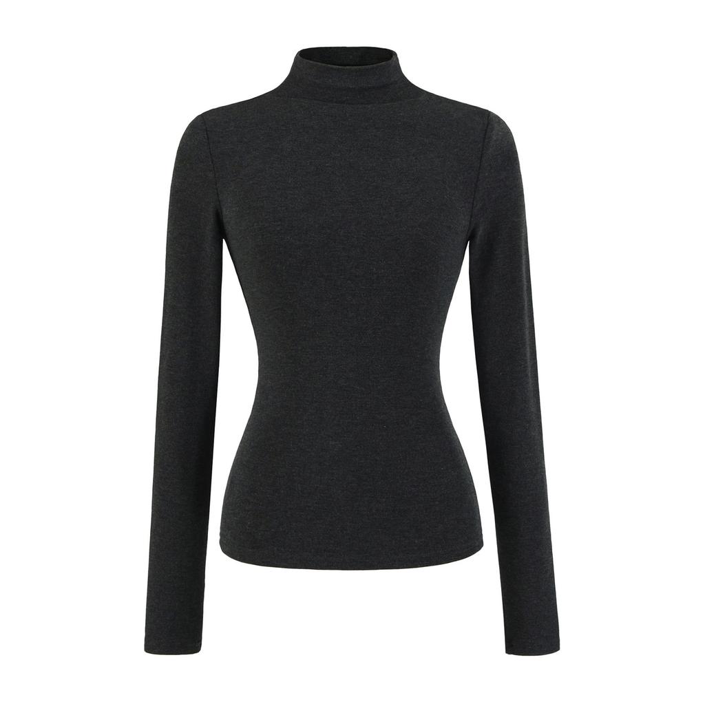 Autumn Winter Brushed Half-High Collar Slimming Pullover Long Sleeve Top 2025