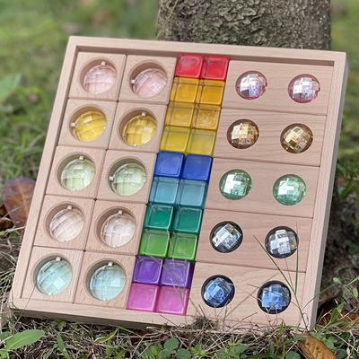 Regenbogen Baustein Mandala durchscheinender Diamant passende Farbe Schloss Baustein Innenraum kreative Ornamente Stapelmusikspielzeug