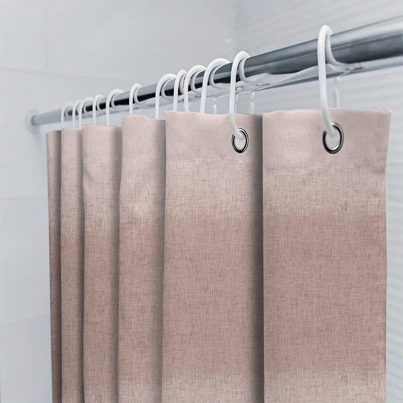 Soft Pink Ombre Shower Curtain With Linen Texture, Perfect For Bathrooms Home Decor Washable Fabric