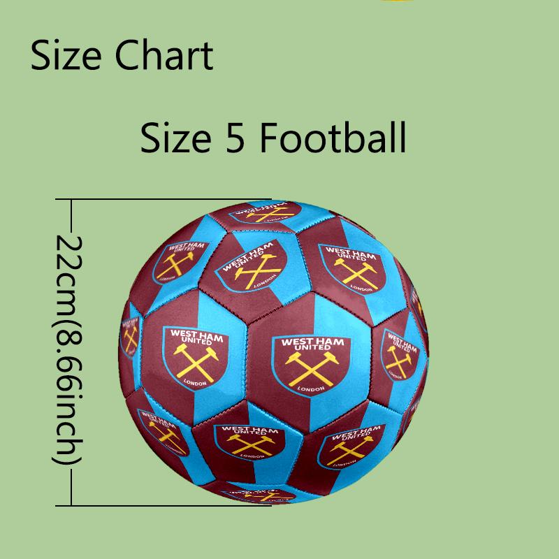 1pc West Ham United Football Club Design Soccer Ball, Standard Football Size 5 for Training Competition Outdoor Sports, Unique Present