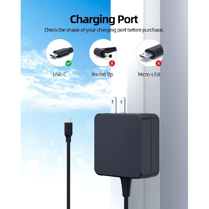 Charger for Asus Chromebook, (UL Safety Certified), USB C, 45W