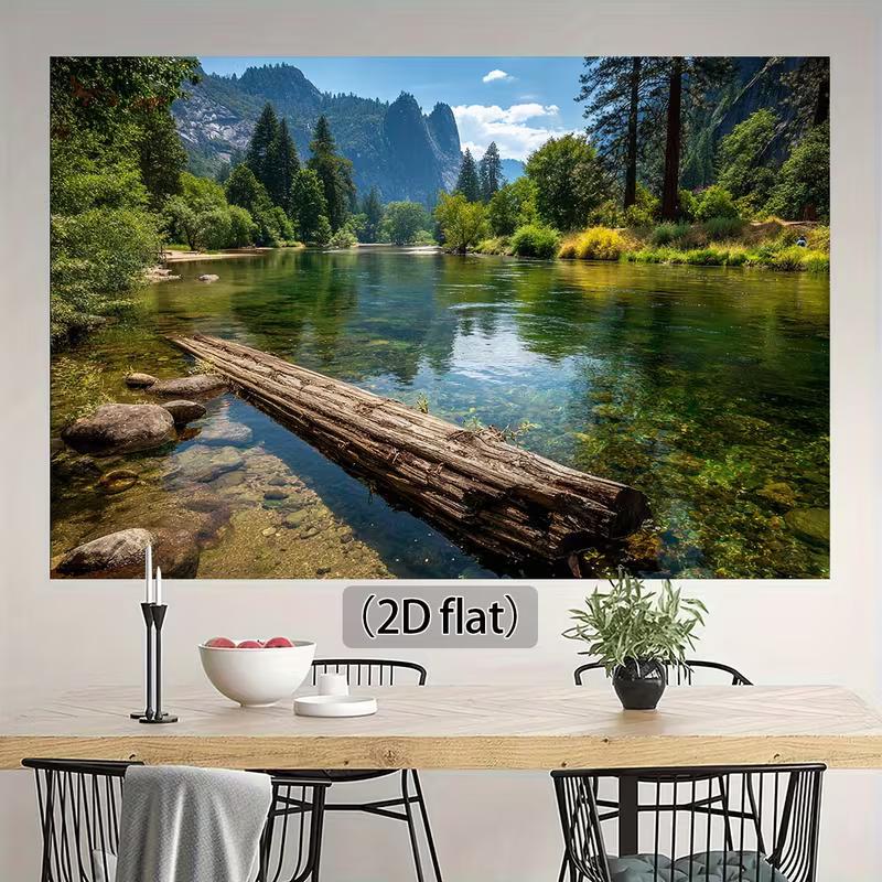 2D Yosemite Backdrop, Forest River Mountain Photography Background