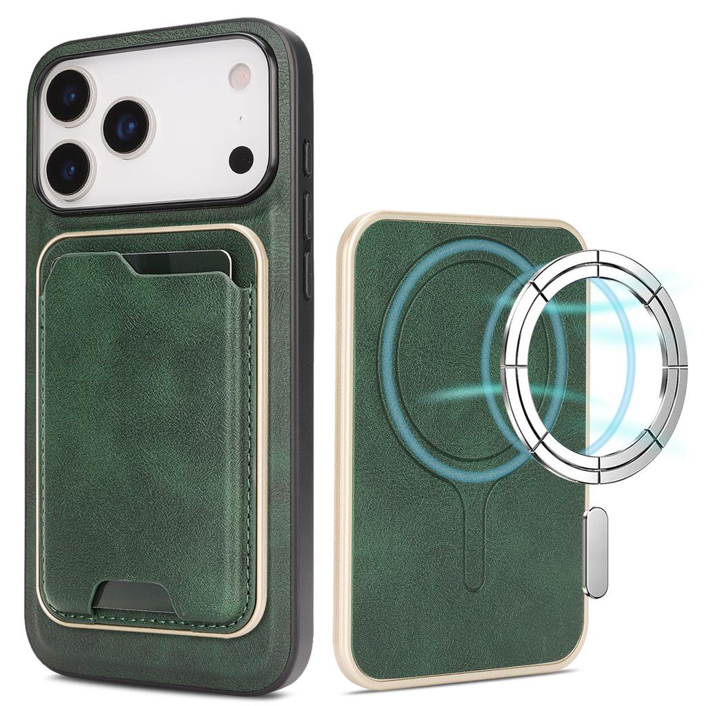 Ultra-thin Magnetic Card Holder Combo Leather Case for iPhone 16 Pro Max 17 Air 16e 15 14 Plus 13 12 Wireless Charging Cover