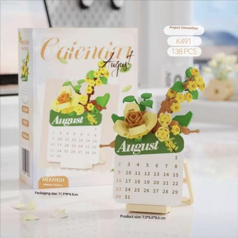Non-Toxic Succulent Plant Building Blocks 3D Puzzle Calendar - Educational Stem Toys For Children Kids Students Creative Desktop Decor