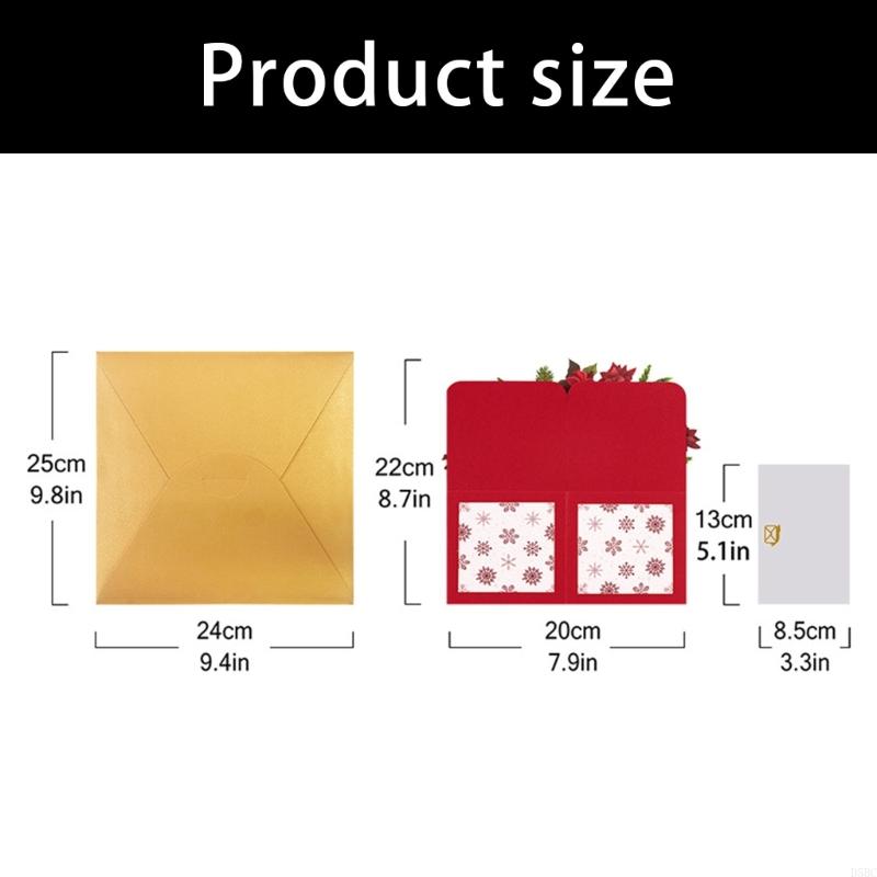 Christmas Cards with Envelope Handmade Flower Box Paper Sculpture Greeting Card for Men Women Valentines Christmas