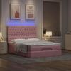 Ottoman Bed with Mattress & LEDs Pink 140x190 Cm Velvet