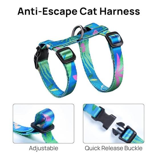 Ensemble harnais et laisse pour chat, harnais souple et réglable, anti-fuite, pour chaton, marche, voyage, corde de traction pour chats de petite, moyenne et grande taille