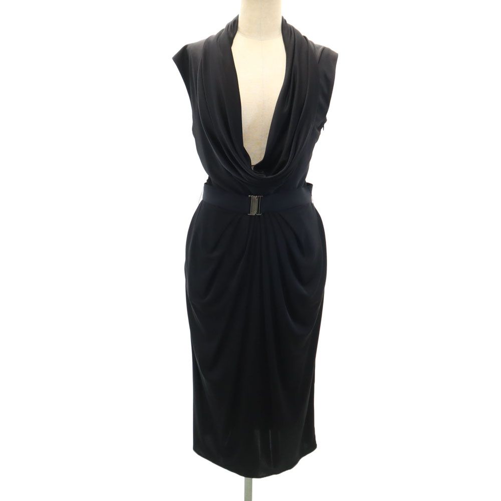 La Petite S Made In England No Sleeve Drape Long Dress 38 Black Women Used