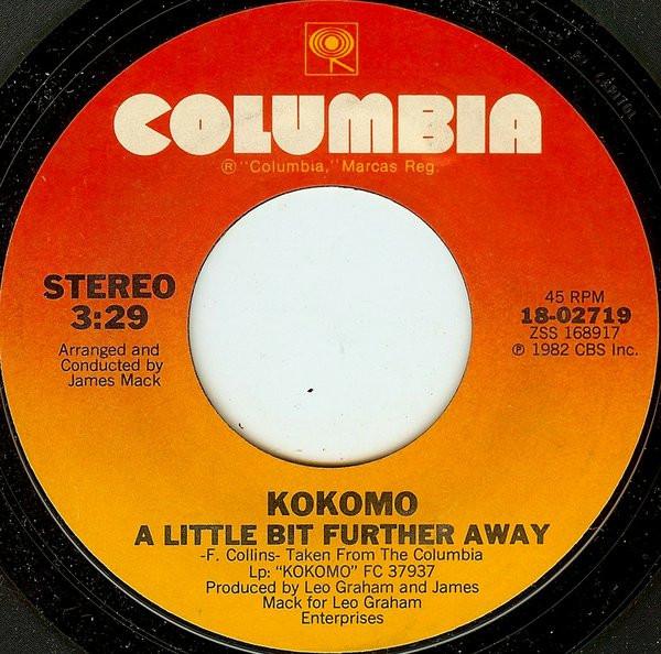 

7inch Record KOKOMO A Little Bit Further Away 1802719 Columbia 1982 US SoulFunk Used