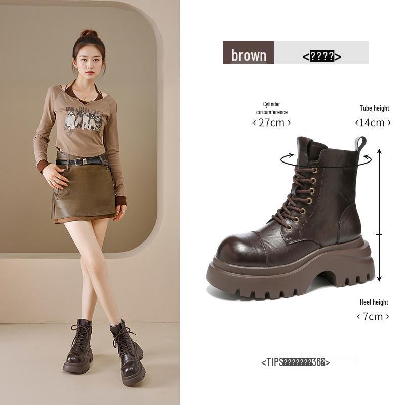 

Женские осенние ботильоны на платформе с массивным каблуком Augusden 2025 - Дизайн в английском мотоциклетном стиле Size 39