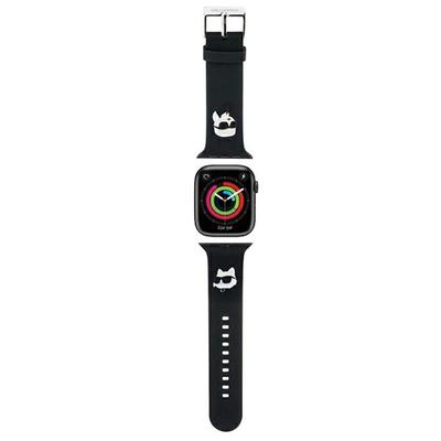 Karl Lagerfeld Pasek Klawlslkcnk Apple Watch 42/44/45/49Mm Czarny/Black Strap 3D Rubber Karl&Choupette Heads