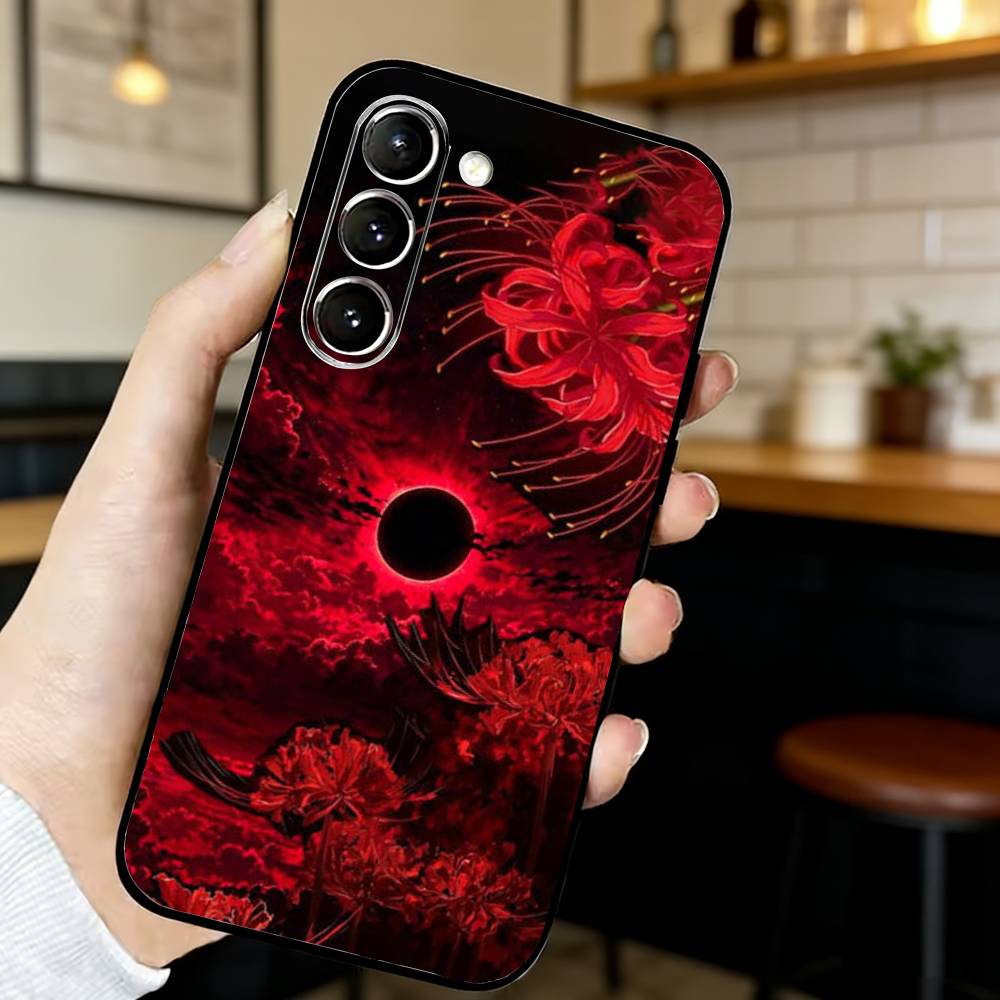 Ghoul Red Spider Lily Tokyo Phone Case For Samsung S24,21,22,23,30,Ultra,S20,Plus,Fe,Lite, Black Soft Cover