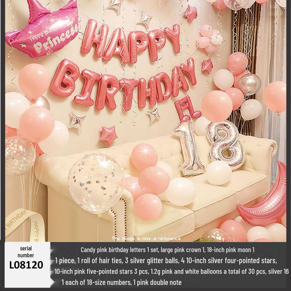 18th Birthday Party Aluminum Balloon Set - Wall Decoration Background