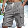 Herren Sommershorts Einfarbig Lässige Shorts im Regular-Style mit elastischen Gürteln Kordelzug Atmungsaktive Cargo-Shorts