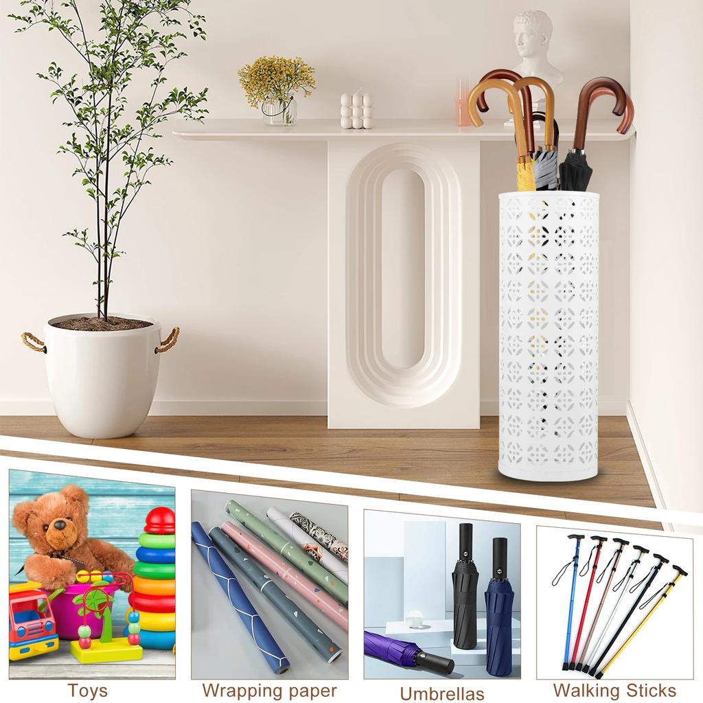 New Umbrella Stand Rack Metal Round Hollow Umbrella Storage Holder Indoor Walking Stick Holder for Home Entryway Office Hotel