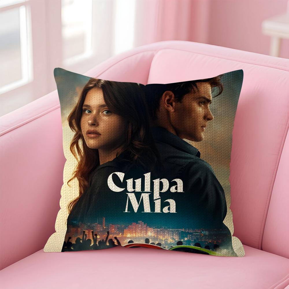 TV Show MMy Fault Culpa Cushion Cover Natural Linen Pillow Case DoubleSided Print Decorative Sofa Pillowcase Home Decor Gift