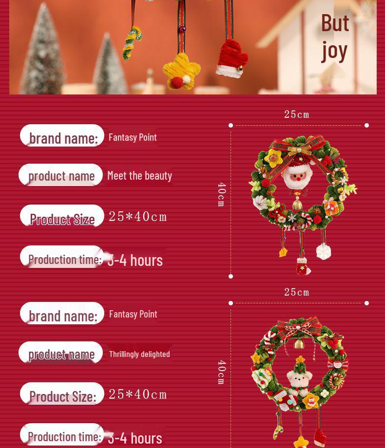Handmade Chenille Stem Christmas Wreath Ornament - DIY Holiday Gift Hanging Decoration