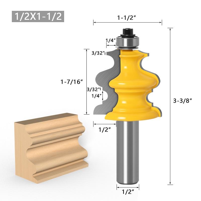 1PC Handrail Architectural Moulding Router Bit Woodworking Milling Cutter for Wood Bit Face Mill Tool - 6mm 1/4 8mm 1/2 12mm Shank