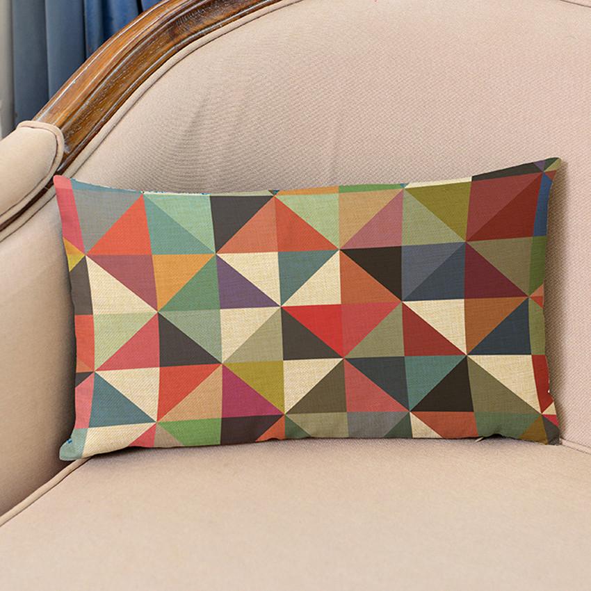 Nordic 30x50cm Geometry Style Cotton Linen Waist Cushion Cover Lattice Stripe Rectangular Sofa Decorative Throw Pillows Cover
