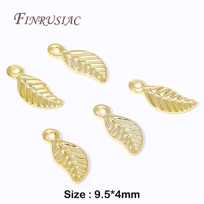 50/100Pcs Leaf Tag Charm Pendants Accessories 18K Gold Plated Extend Chain Tag Jewelry Making DIY Necklace Fittings