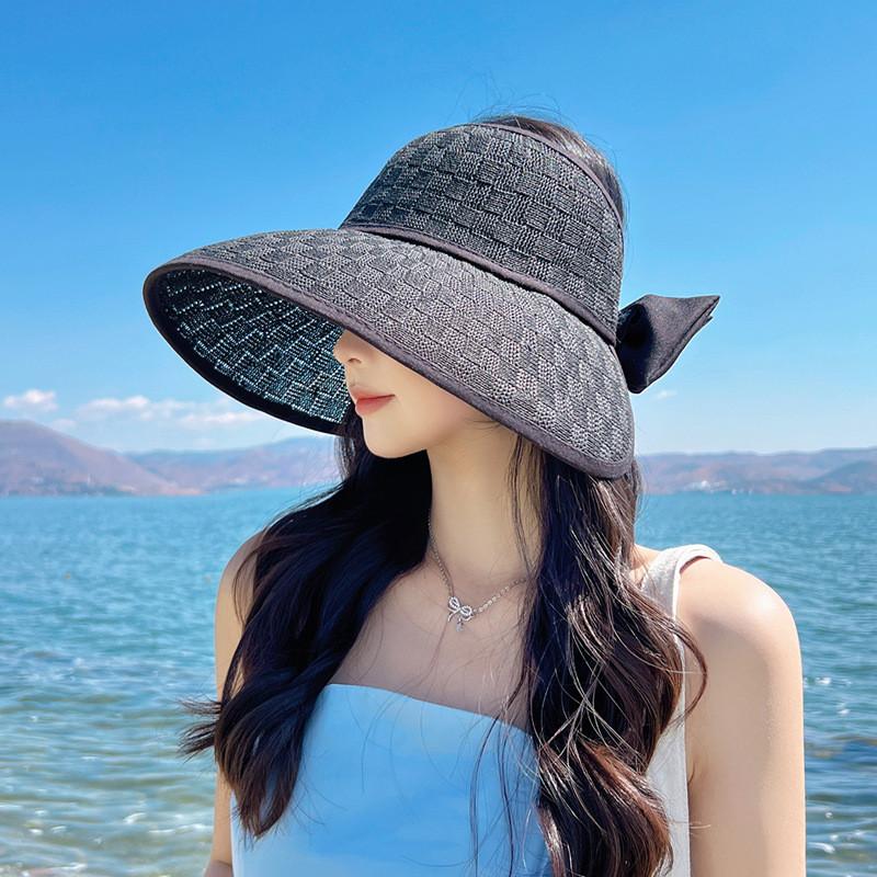 Summer Straw Sun Hat With Large Brim And Butterfly Knot For Women