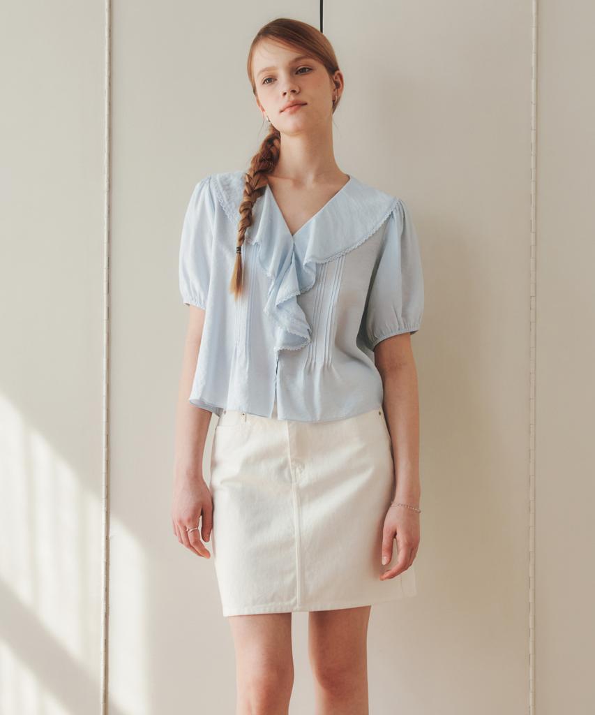 ZEROSTREET [3 Colors] Lace Collar Blouse