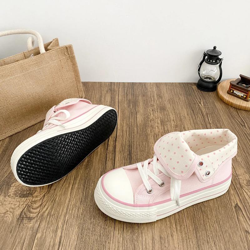 Fresh Women Canvas Shoes High Flat Canvas Sneakers Lace Up Student Black Sport Shoes Pink Girls Shoe Summer