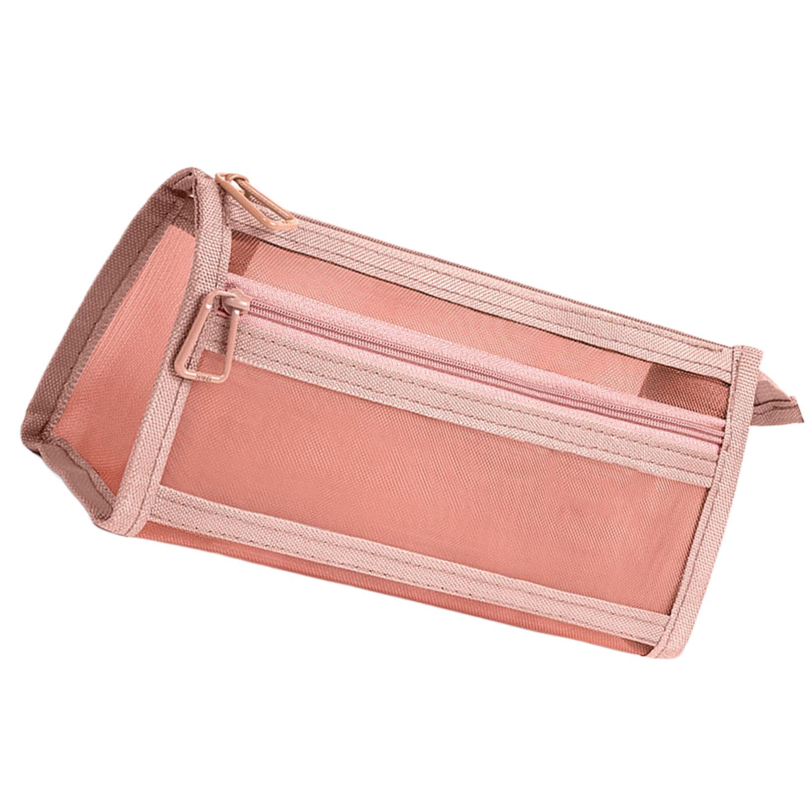 

Прозрачный пенал с двумя слоями сетчатый пенал сетчатая сумка большой емкости сумка для ручек школьные принадлежности для девочек розовый