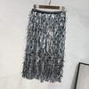 Super Dazzling Colorful Tassel Sequin High Waisted Wrapped Hip Skirt, Half Skirt, Colorful Beaded Slim Fit Skirt for Women
