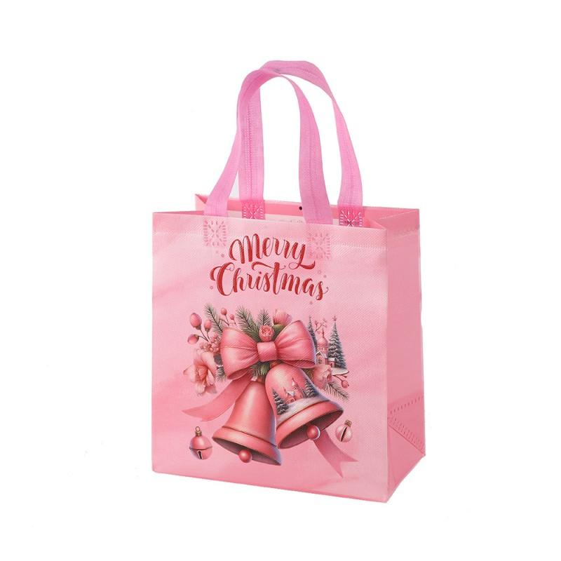 Christmas Nonwoven Gift Bag With Santa Claus Design - Reusable Holiday Candy Present Carrier 23x22x11cm