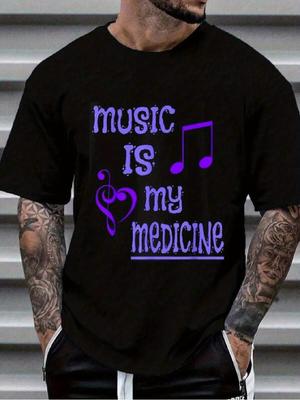 100% Cotton Music Is My Medicine T-shirt Fashion Women Men Graphic T-shirts Casual Tops