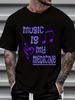100% Cotton Music Is My Medicine T-shirt Fashion Women Men Graphic T-shirts Casual Tops