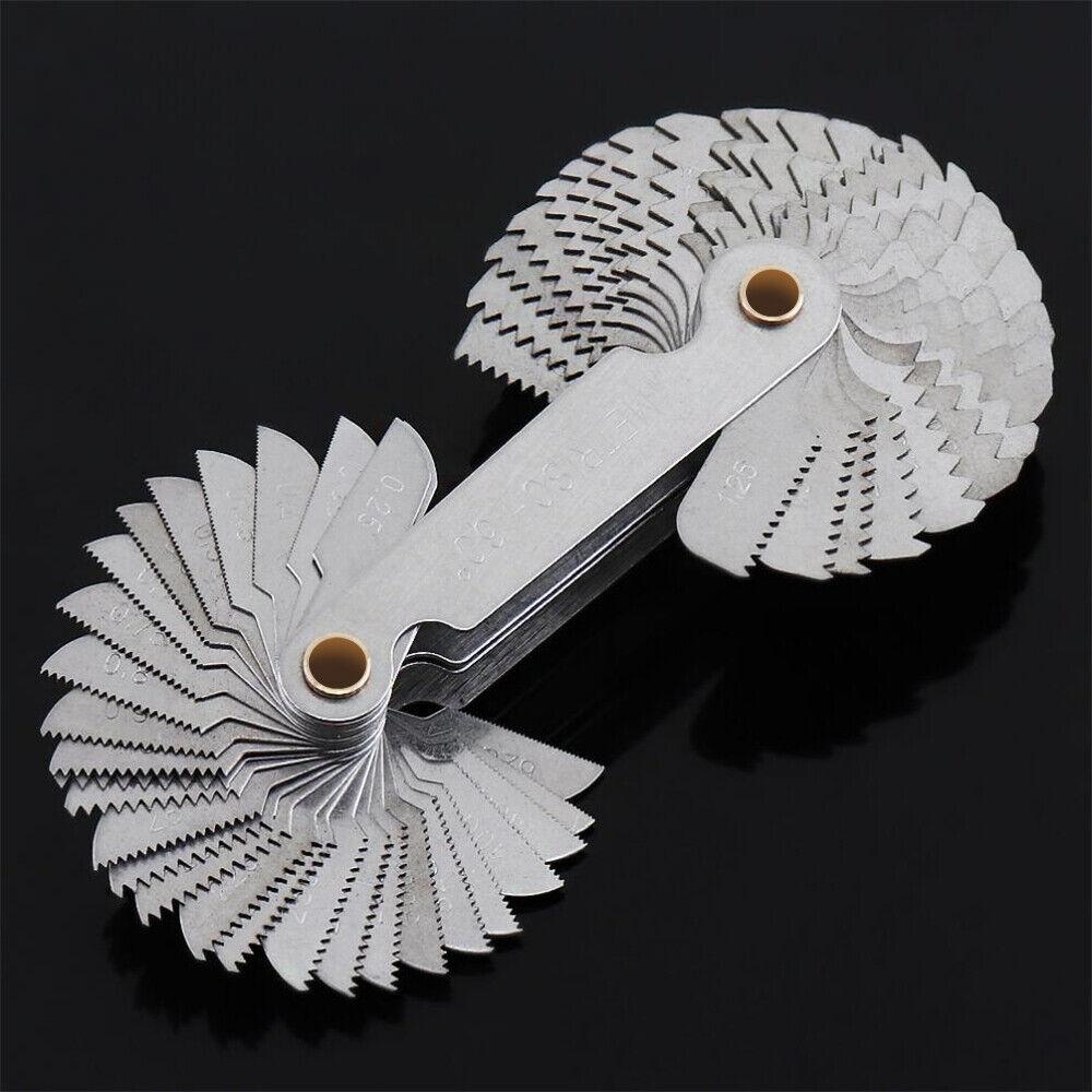 52 blades Screw Gauge Thread Pitch Gage 60° Metric 55° Whit Worth Lock Up Device