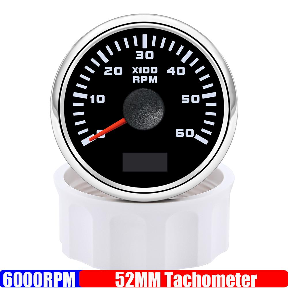 2" 52mm Tachometer 3000RPM 4000RPM,6000RPM,70000RPM,8000RPM Tacho Gauge Red Light RPM Meter for Boat Marine Car 12V24V