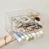 Clear Acrylic Jewelry Organizer Boxes Grids Dustproof Drawer Table Cosmetic Organizer Set Layers Makeup Powder Storage Rack Gift