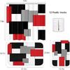 Red and Black Shower Curtain Set Geometric Bathroom Sets with Shower Curtain and Rugs, Grey and White Bathroom Shower Curtain Sets 3Pcs, Modern Red
