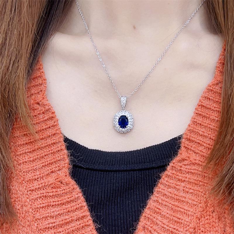Royal Gem Series Women s Necklace: Elegant European & American Style with Full Diamond Inlay d1982