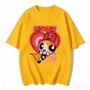2026 Summer Cute Powerpuff Girls Family Matching T Shirts Cartoon Print Cotton Tees Casual Short Sleeve Tops for Kids and Adults