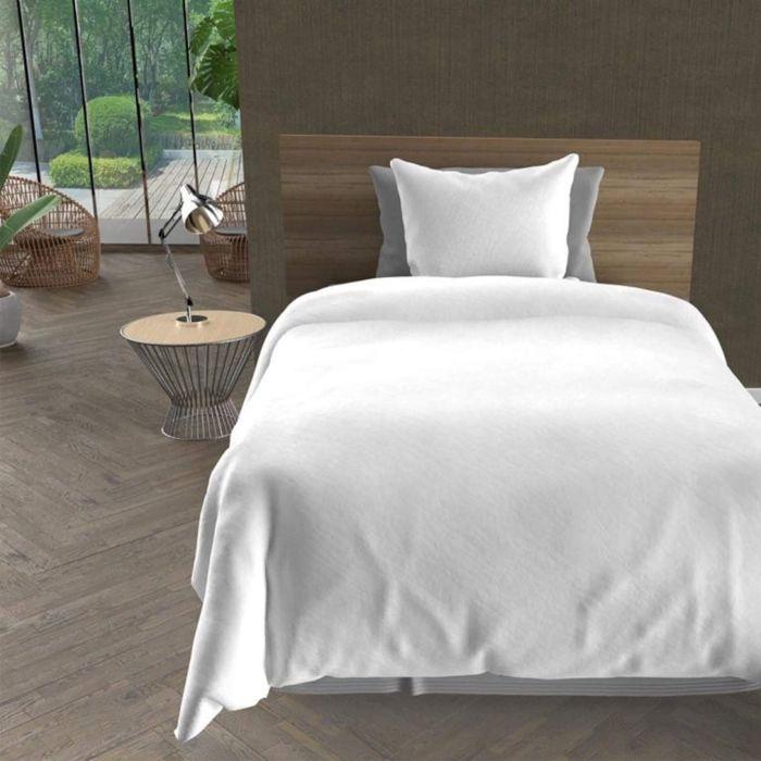 Parure de lit unie Bohème blanc 260x240 cm - Blanc - Soleil d'Ocre