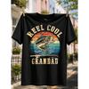 Vintage Fishing T-Shirt - Reel Cool Grandad Bass Rod & Sunset Art Print, Loose Fit Round Neck Casual Shirt Suitable for Anglers, Funny Gift for