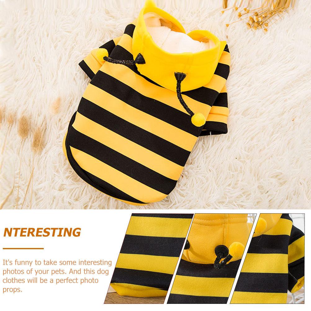 Fleece Pet Dog Warm Clothes Adorable Bee Costume Winter Outdoor Wear Stylish Outfit For Small Medium Dogs Pet Garment