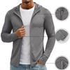 Felpa con cappuccio e zip intera da uomo, manica lunga, tessuto leggero testurizzato, giacca sportiva casual, top
